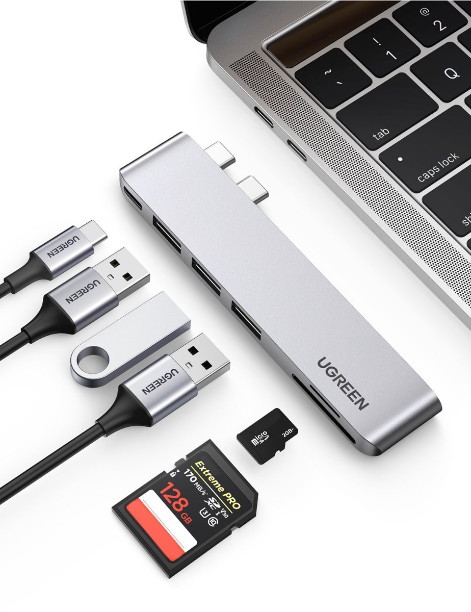 UGREEN 60560 USB концентратор Ugreen для MacBook (хаб), 3 x USB 3.0, SD/TF, Thunder Bolt 3