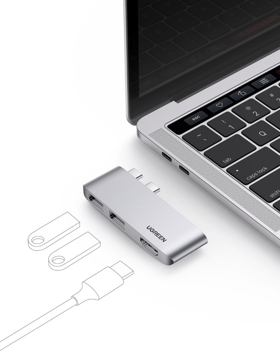 10914 UGREEN. USB концентратор Ugreen для MacBook (хаб), 2 x USB 3.1, HDMI