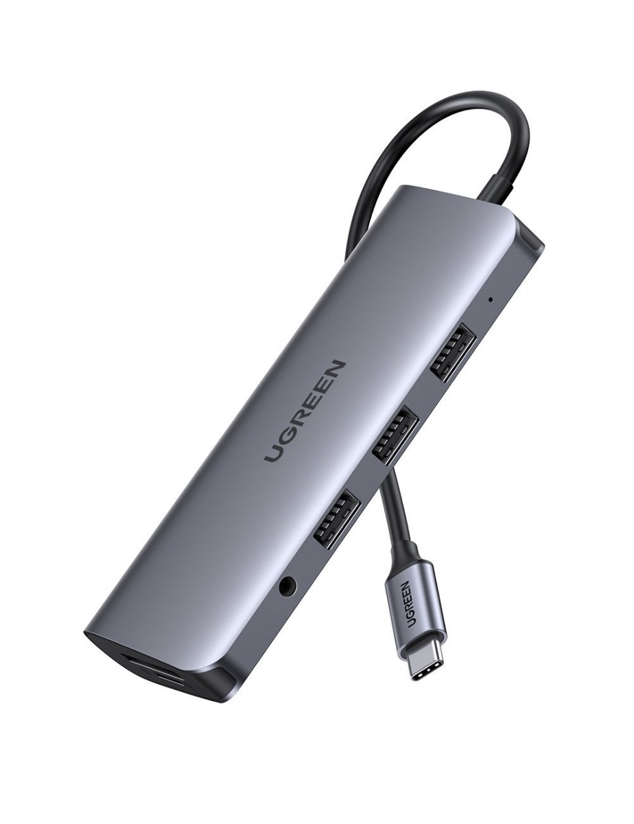 UGREEN 80133 USB-концентратор Ugreen 10 в 1 (HUB), 3 x USB 3.0, HDMI, VGA, RJ45, SD/TF, Jack 3,5 mm, PD