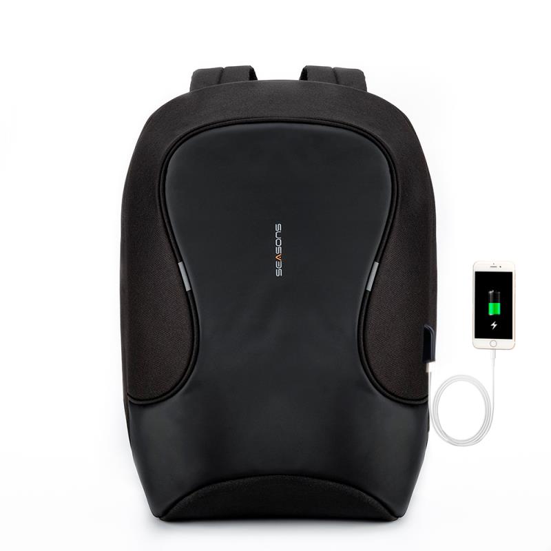 Рюкзак для ноутбука 15,6 дюйма SEASONS антивандальный MSP3721 с USB портом, черный