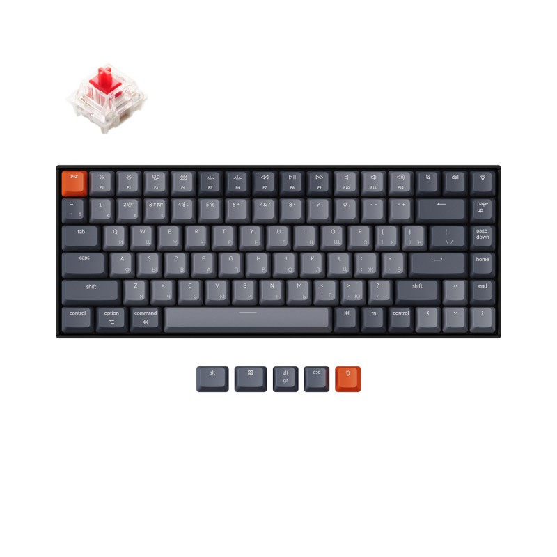 Беспроводная механическая клавиатура Keychron K2, Light Grey, 84 клавиши, алюминиевый корпус, RGB подсветка, Gateron