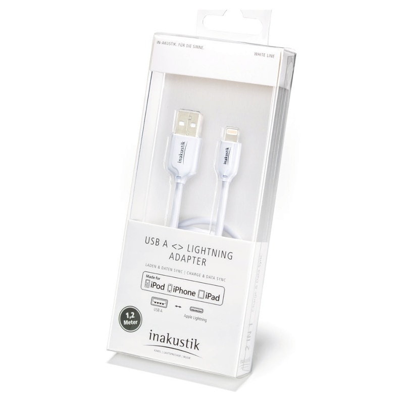 Кабель In-Akustik White Apple Lightning > USB A 1.2m #010392120
