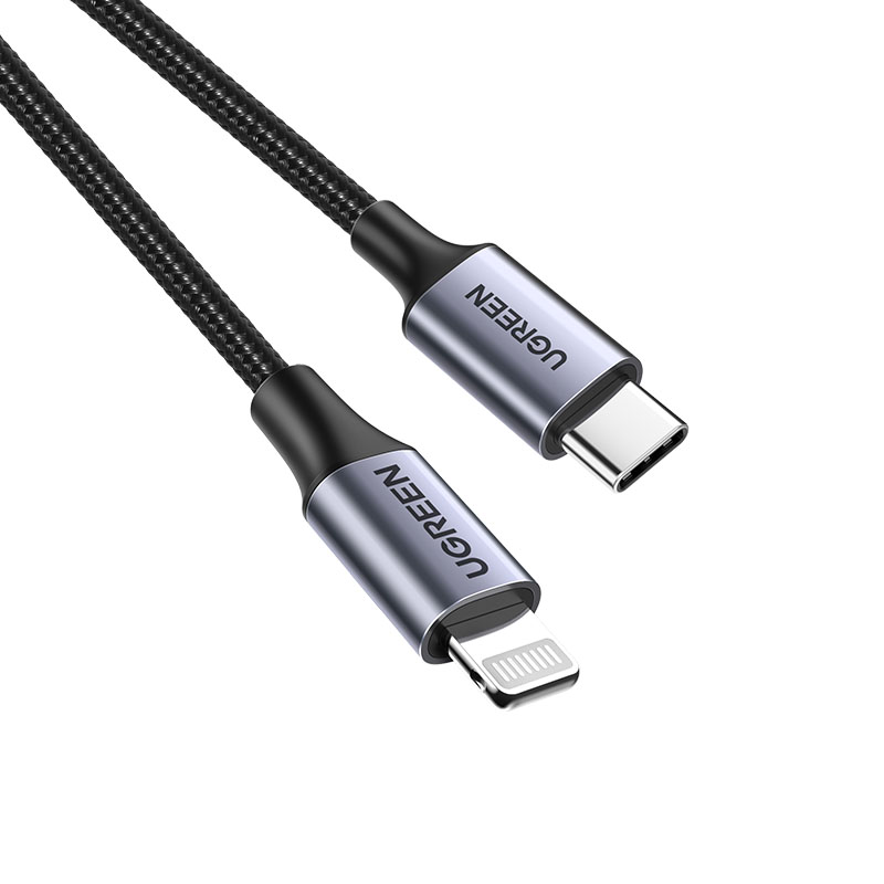 60760 UGREEN. Зарядный кабель Ugreen для IPhone, IPad, IPod USB C Lighting MFI 1,5 м, цвет серебристый