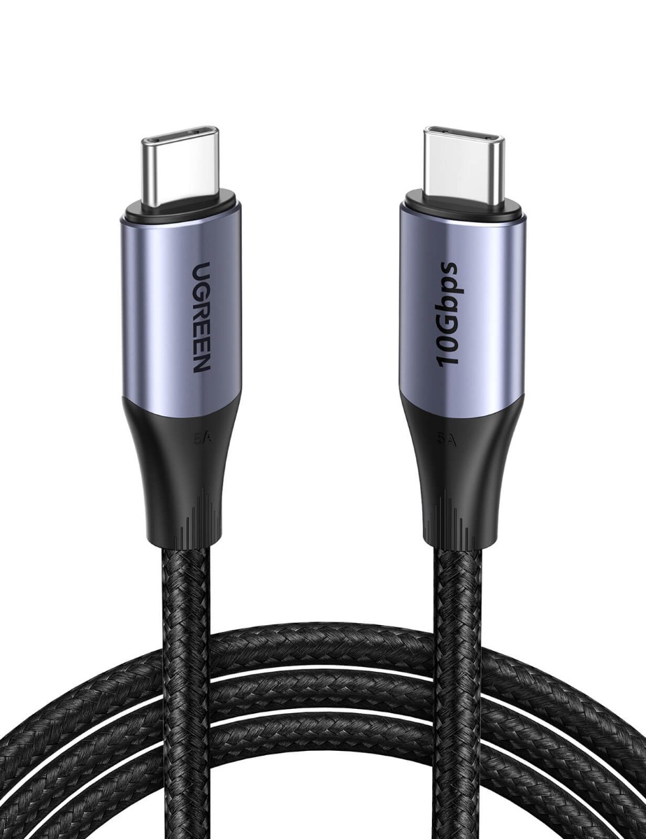 80150 UGREEN. Зарядный кабель Ugreen USB C 3.1 GEN 2 Male 5А 1 м, цвет серебристый