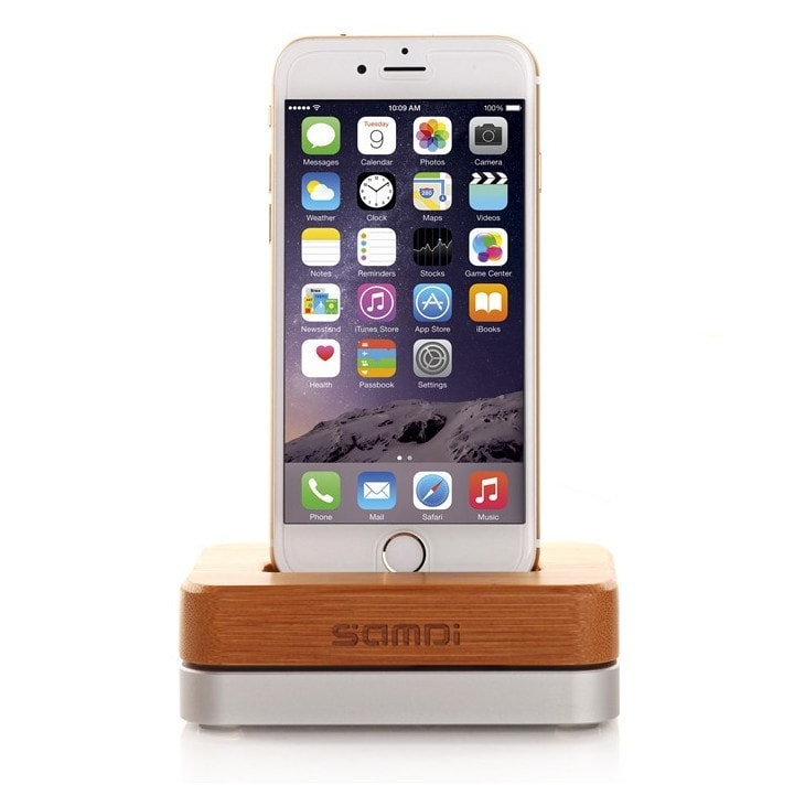 Samdi Charger Dock - док-станция для Apple iPhone (Wood/Silver)