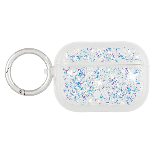 Чехол Case-Mate Twinkle для Airpods Pro, покрытый антимикробным материалом Micropel, с серебряным кольцом-карабином. Материалы: поликарбонат, ТПУ. Размер изделия: 4.7 x 6.2 x 2.7 см. Дизайн: Stardust.