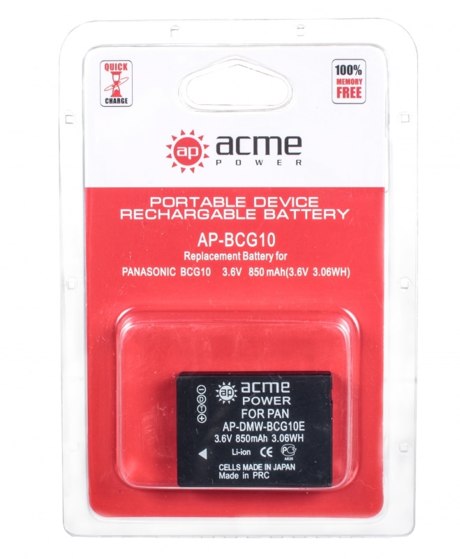 Аккумулятор AcmePower BCG10 для PANASONIC DMC-TZ20/ TZ18/ TZ10/ TZ8/ TZ7/TZ6