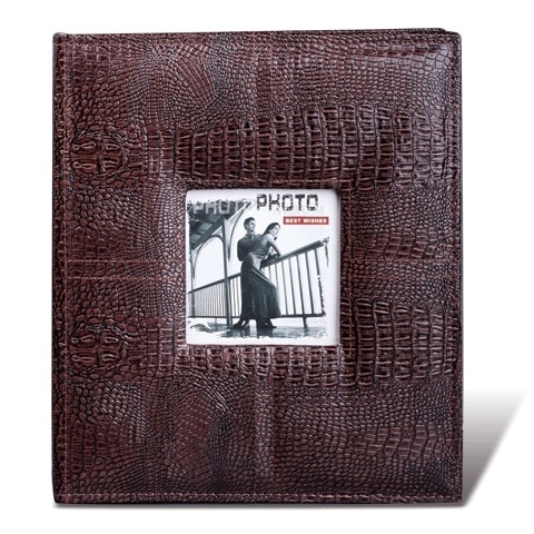 Фотоальбом Brauberg на 120 фото 10х15 см, 20 магнитных листов, обложка под кожу, рамка для фото