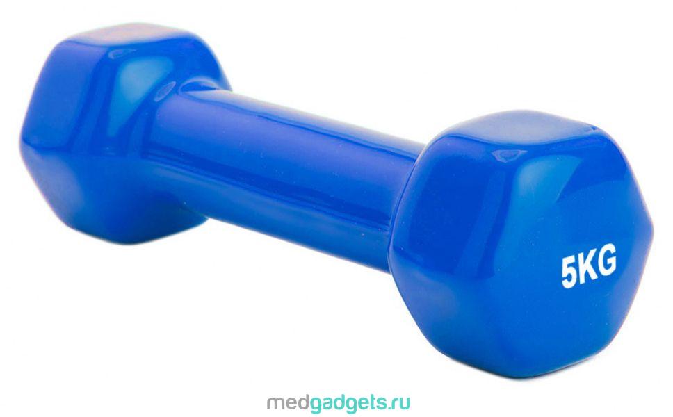 Гантель "Bradex", обрезиненная, цвет: синий, 5 кг