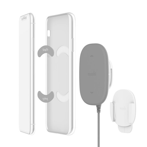Магнитное беспроводное зарядное устройство Moshi SnapTo Wireless Charger. Цвет серый.