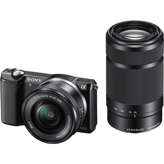 Цифровой фотоаппарат Sony Alpha A5000 Double Kit 16-50 PZ + 55-210, черный