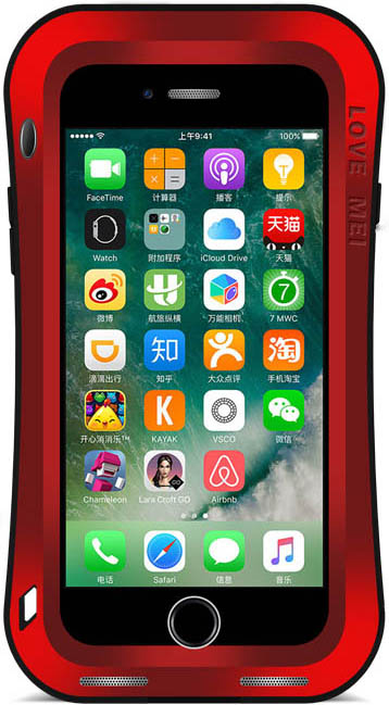 Love Mei Powerful Small waist (upgrade version) - ударопрочный чехол для iPhone 7 Plus (Red)